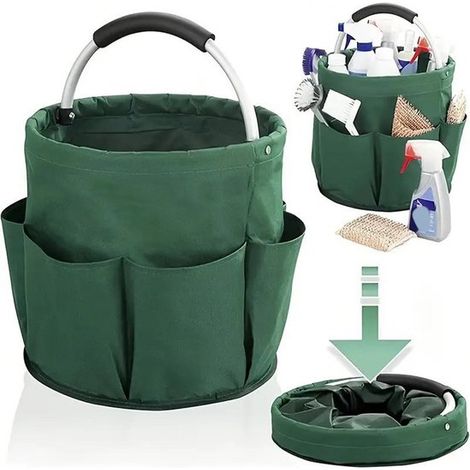 Faltbarer Werkzeug-/Aufbewahrungskorb, 17 Liter Volumen, mit 6 Fächern – Grün (1/5)