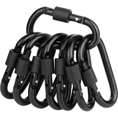 15 verriegelbare Karabiner, D-Ring-Schraubkarabiner aus Aluminium zum Wandern, Campen, Angeln und Trekking