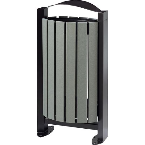 Corbeille sur pied Arkea Brik - 60l - lattes PolyAI / gris manganèse (1/3)