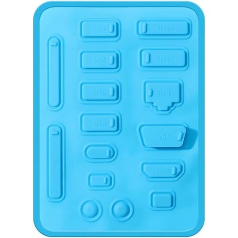 Lot 15 Bouchons Anti-Poussière Silicone USB Port Ordinateur PC Interfaces Etanche Bleu Protection Accès Universel (1/5)