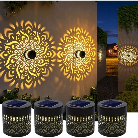 Lanterne Solaire Mandala, Métal LED Nomade Etanche Exterieur a Suspendre Lampe Solaire Exterieur a Poser, Ampoule Solaire Exterieur pour Jardin Terrasse Deco Balcon Amenagement Balcon (4 pièces) (1/5)