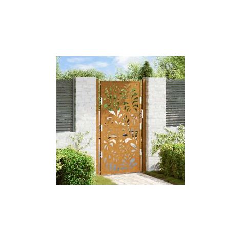 Porte de jardin acier résistant aux intempéries design vagues (1/5)