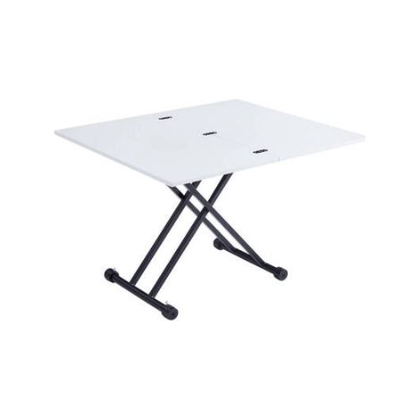 Mesa de centro con altura regulable Támesis en acabado blanco pata negra. 39-75 cm (alto) 100 cm (fondo) 57-114 cm (ancho) (1/2)