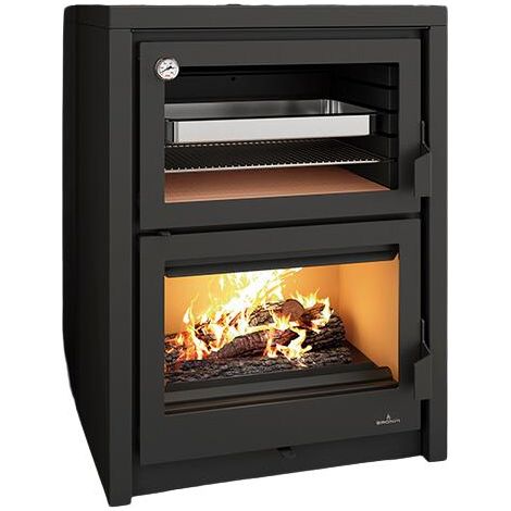 Poêle à bois raccordable avec four - BRONPI Vulcano 14 kW Avec kit air - Sans kit four inox (1/4)