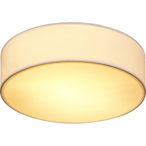 Monzana Deckenlampe Stoff 38 cm Rund 2 flammig E27 Deckenleuchte Stoffdeckenleuchte Stoffdeckenlampe Schlafzimmer Wohnzimmer Grau Schwarz Taupe Weiß weiß