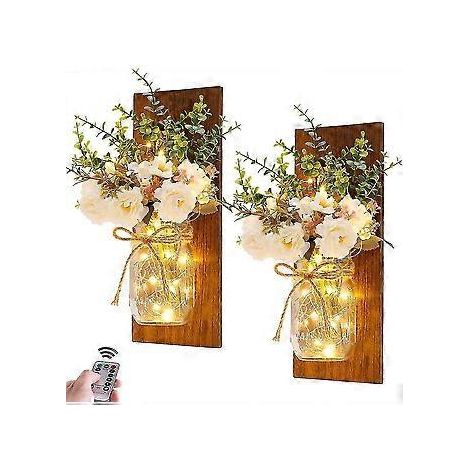 2 rustikale Wandleuchten im Mason-Jar-Design mit LED-Lichterkette zur Dekoration Ihres Zuhauses