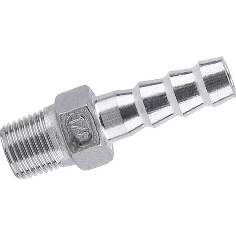 Raccord tuyau filetage mâle à cannelure inox 304 1/8" x 8 mm pour flexible (1/5)