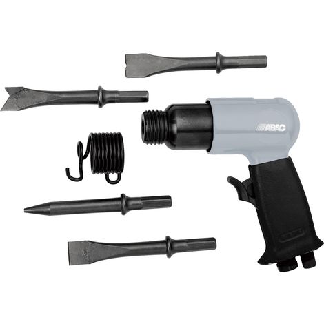 ABAC Burineur Pneaumatique G-425, Burineur avec Burins de 125 mm, Arret par Ressort, Mini Lubrificateur, Coups par Minute 4500 s/min, Pression Max. Pression 6.3 Bar