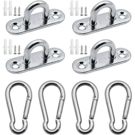 4 Pièces Mousquetons de Fixation M5 en Acier Inoxydable 304 pour Voiles Hamacs et Support Mural Charges Lourdes (1/4)