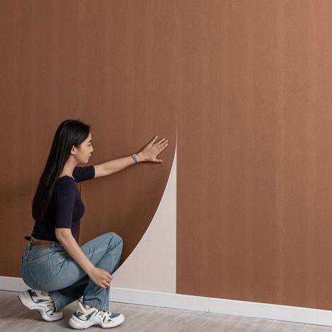 Papier peint autocollant effet faux travertin 60 × 280 cm — Sticker mural 3D autocollant pour décoration murale pour salons et chambres— Marron (1/5)