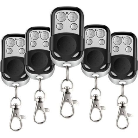 5-Piece Universal Gate Remote Control, 433.92 MHz Wireless 4-Button Garage Door Remote with Sliding Cover and Key Fob for Electric Garage Door
