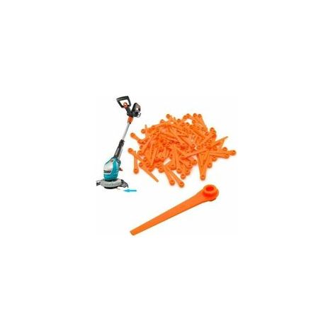 Packung mit 100 Ersatzmessern aus Kunststoff für Gardena Rasenmäher 9823, 9825, 9820 und 9821, orange, 70 mm (1/5)