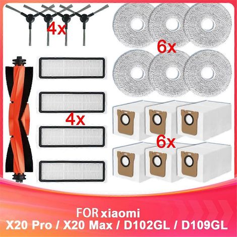Ersatzteile für den Xiaomi X20 Pro / X20 Max / D102GL / D109GL Saugroboter: Hauptseitenbürste und HEPA-Filter (1/5)