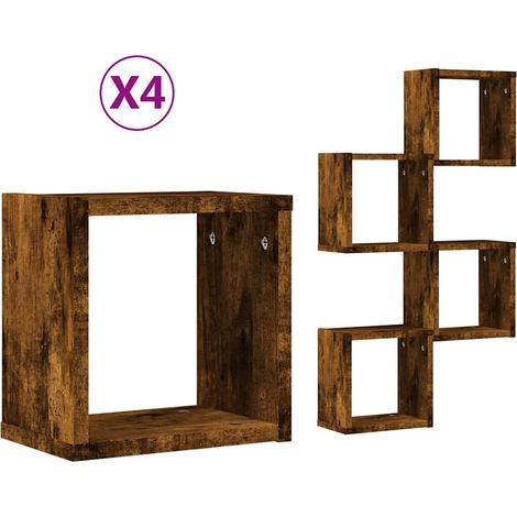 Maison Exclusive - Scaffali da parete 4 pcs Rovere fumé 26 x 15 x 26 cm