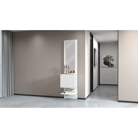 Mobile da ingresso compatto con specchio Poket in Bianco Lucido (1/5)