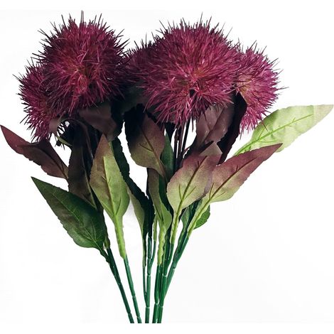 Pack of 6 x 70cm Globe Thistle Purple Ball Artificial Flower Stem (1/5)