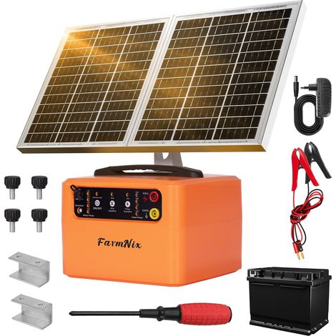 48KM Clôture Électrique Solaire, Cloture Electrique Pour Animaux 0,3 J–1,5 J, 6 KV–12 KV Réglable, éLectrificateur De ClôTure éLectrique pour la protection des animaux de ferme, de la volaille, des pâ (1/5)