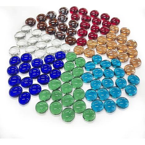 Lot de 205 galets en verre multicolores 900 g - Diamètre : 17-20 mm - Pour vases, aquarium, décoration de jardin - Projets de bricolage (1/5)