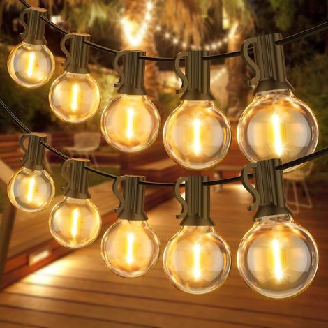 Guirlande Lumineuse Exterieure Dimmable, 30M Guirlande Guinguette avec Télécommande, 50+2 Ampoules Incassables, IP45 étanche, 2700K Blanc Chaud, pour Jardins, Cours, Bistrots, Maisons
