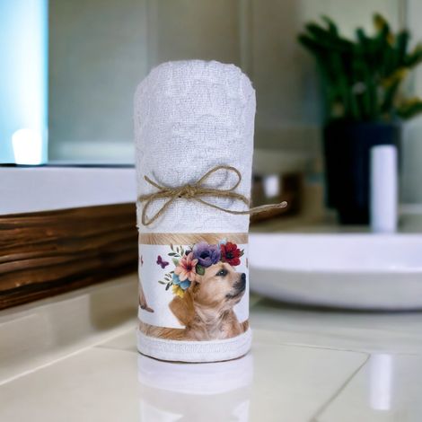 SET asciugamani CANI Spiritosi in Puro cotone Made in Italy Bianco
