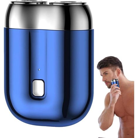 Afeitadora de doble cabezal - Mini afeitadora corporal recargable por USB - Ligera y cómoda - Color: Azul