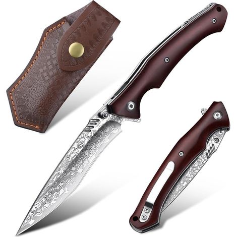 Japaknives Damast VG10 Klappmesser Outdoor Taschenmesser Holzgriff Survival (1/5)