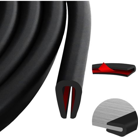 Protection bord de tole EPDM joint caoutchouc en u joint porte voiture adhesif noir caoutchouc protection metal verre (3m, 1,6mm) (1/5)