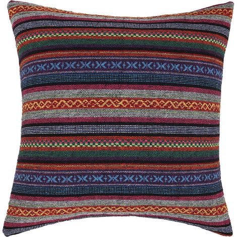 Kissenbezug im Boho-Stil, ethnisch-retro, mehrfarbig, geometrisch gestreift