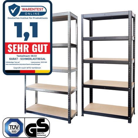 Etagère pour charge lourde Meuble de rangement, 150 x 70 x 30 cm, Noir  Charge Max : jusqu'à 1325 kg