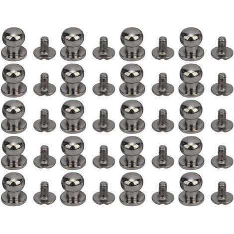Packung mit 20 Kupfernieten, 9 x 8 mm, Rundkopf-Nieten für Leder, DIY-Schuhzubehör, Gunmetal-Finish (1/5)