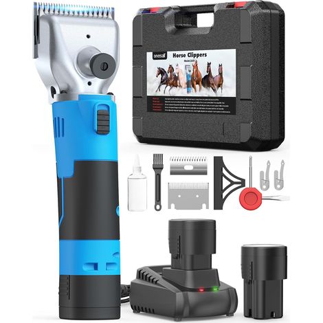 Tondeuse Cheval 2 batteries, Tondeuse Chevaux à poils épais et emmêlés, Tondeuse chevaux sans fil avec moteur puissant de 2400 tr/min (1/5)