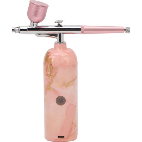 Kit Aérographe Portable Sans Fil 18PSI Buse 0,4mm Rechargeable USB Pulvérisateur Injection Oxygène Visage Rose (1/5)