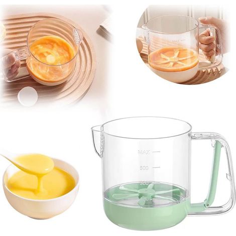 1 fouet avec verre doseur, pratique en cuisine, mélange et filtre facilement les blancs d'œufs et la mousse - Vert (1/3)