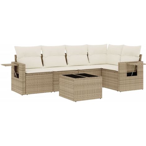 Set Divano da Giardino 6 pz con Cuscini Beige in Polyrattan vidaXL (1/5)