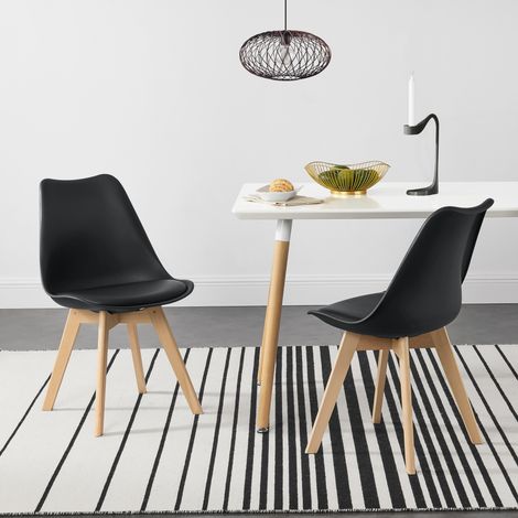 Set Fläten di 2 Sedie da Sala con Seduta Imbottita Rivestimento in Similpelle Nero [en.casa] (1/5)