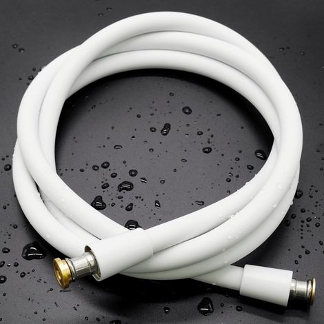 Tubo flessibile per doccia universale (G1/2 pollice, 1,5 m), tubo flessibile per doccia in silicone ultra morbido, tubo flessibile per doccia antitorsione e antipiega per WC/argento, bianco