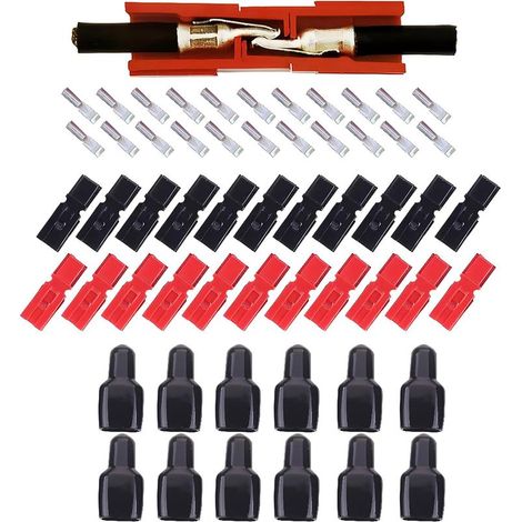 Kaelt - 12 Paires (12 Noir + 12 Rouge) 15 Amp + 24 Plaqué Argent Contacts en cuivre pour Anderson Powerpole Quick Disconnect Power Bornes Connecteurs (1/5)