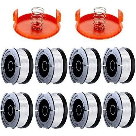 10 Pack Bobine Fil Coupe Bordure Compatible avec Black et Decker Coupe Bordures, A6481 A6485 1.65mm Bobine de Fil Debroussailleuse(8 Fil Coupe Bordure,2 Couvercle,2 Ressort) (1/5)