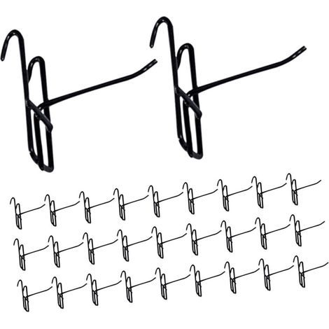 50 pièces Crochets Métalliques Noirs pour Grille Exposition Crochets Robustes pour Étagères Métalliques Panneaux à Grille et Pegboard Support pour Outils Bijoux et Accessoires (1/4)