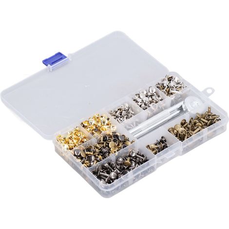 360 rivets tubulaires métalliques à double capuchon finition cuir, 6 mm et 8 mm, jeu d'outils d'installation de pinces à perforer. (1/5)