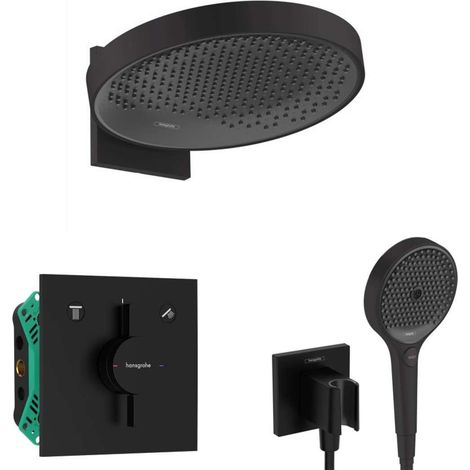 Hansgrohe - Set doccia da incasso con miscelatore, con corpo incasso, diametro 36 cm, 3 getti, nero opaco SANI21HHH409 (1/5)