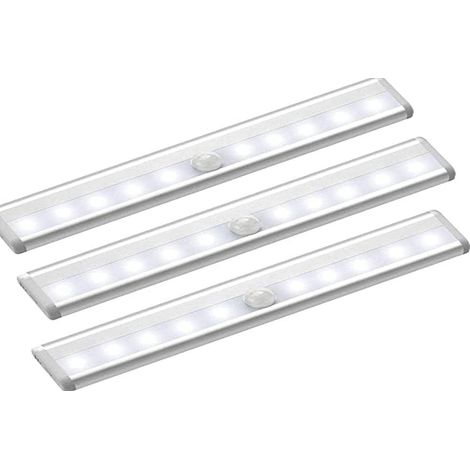 Lot de 3 Lumière Armoire 10 LEDs de Capteur de Mouvement sans Fil à Piles,Lampe de Placard LED avec Bande Magnétique pour Armoire de placard, Escaliers, Tiroir,Couloir (1/5)