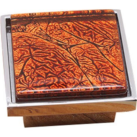 Poignée de tiroir en cristal carré pour meuble, armoire ou porte, couleur rouge café, taille L (1/3)