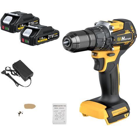 Elektrischer Schlagbohrer, 35+3 Drehmomentstufen, bürstenloser Motor, 2 Batterien, 100V-240V EU-Stecker (1/2)
