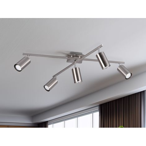 Deckenstrahler MARLEY Silber 5-flammig, verstellbare Spots, Breite 77,5cm