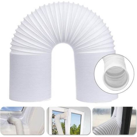 Tuyau d’aération - PP - Flexible - 13 cm de diamètre - Blanc - Pour climatiseur portable (1/4)