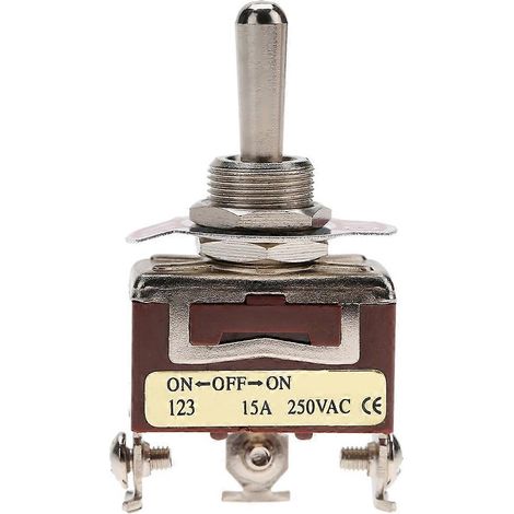 Interrupteur marche/arrêt, interrupteur à bascule momentané SPDT, tripolaire, 12 mm, 15 A, 250 V CA (1/4)