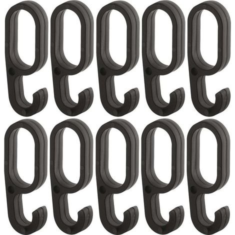 Set di 10 ganci in plastica nera per aste per tende ovali da 30 x 15 mm – Installazione facile – Per armadi e guardaroba – Ganci robusti (1/2)