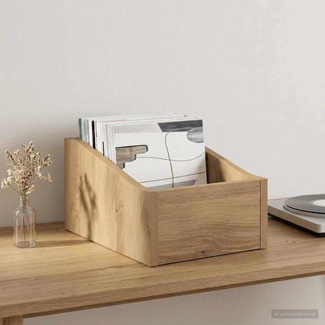 vidaXL LP Record Box Artisan Oak 23 x 33 x 16 cm Engineered Wood (1/5)