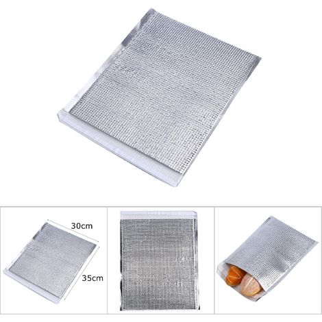 Lot de 10 sacs isothermes jetables en aluminium pour conservation alimentaire (30x35cm) - Argenté